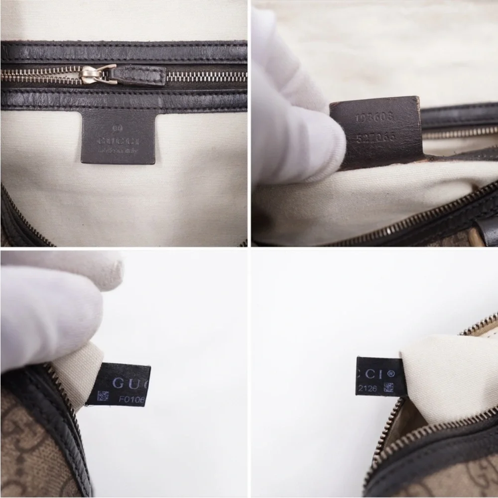 Gucci- Authentic 🍀 GG Joy Monogram Tan and Black Large Boston Bag - Picture 10 of 15